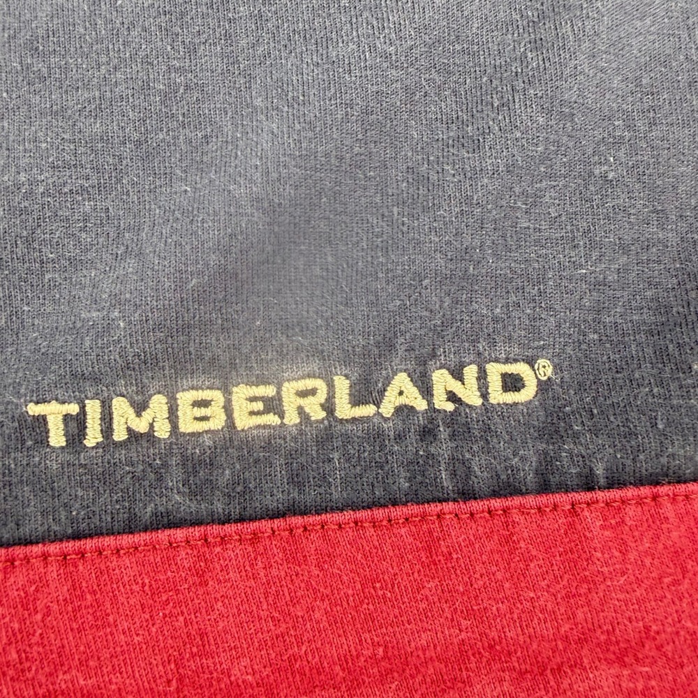 Timberland Early 2000's Men's Long Sleeve T Shirt Large Navy Blue 73 Stripe Logo - Picture 3 of 7